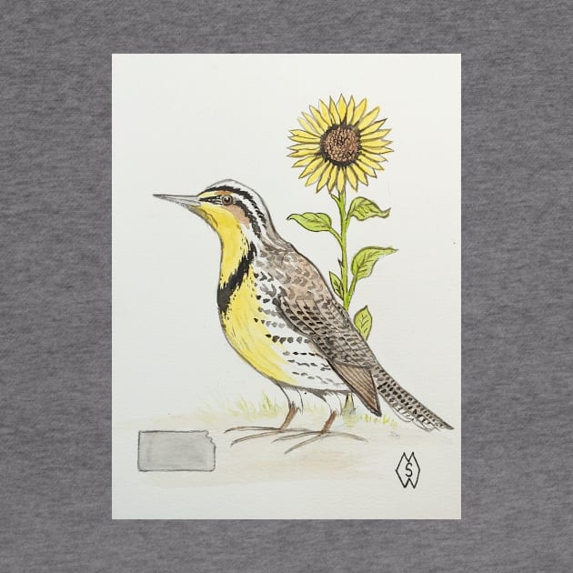 Kansas state bird & flower, the western meadowlark & sunflower by Matt Starr Fine Art